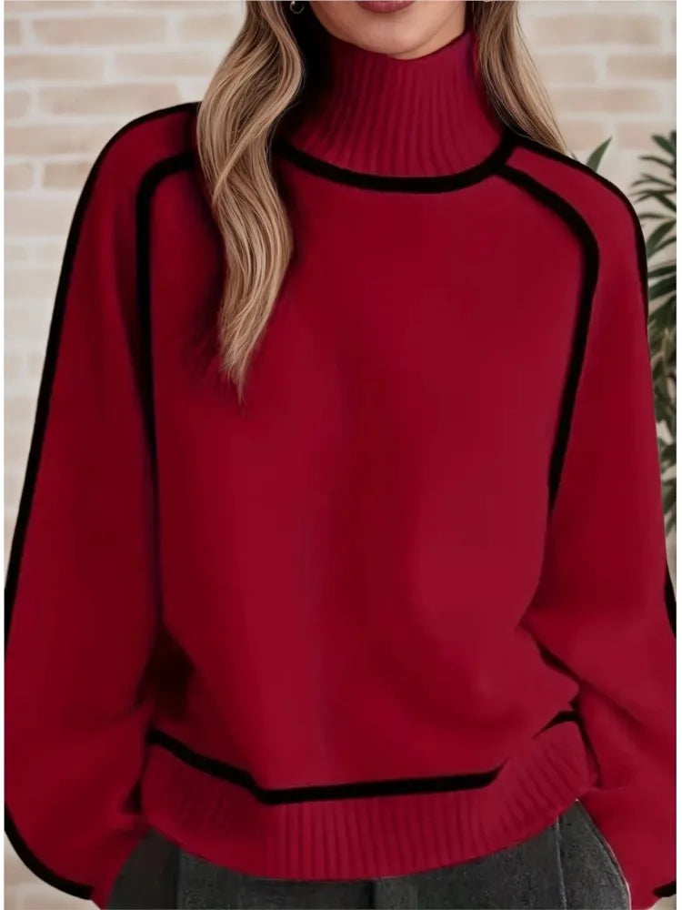 Women's Textured High-Neck Knit Sweater — original product gallery image 10