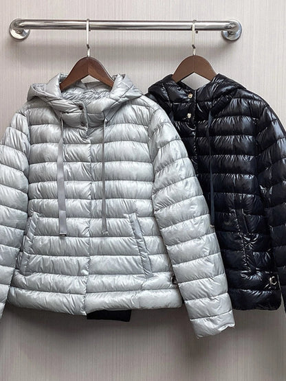 Women's Short Hooded Drawstring Puffer-Style Jacket — original product gallery image 2