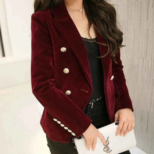 Women's Double-Breasted Velvet Blazer