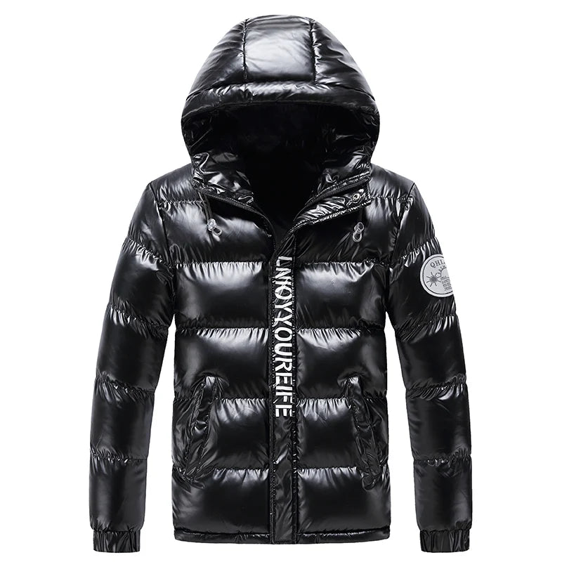 Hooded Padded Winter Jacket — Black & White — original product gallery image 6