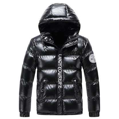Hooded Padded Winter Jacket — Black & White — original product gallery image 6