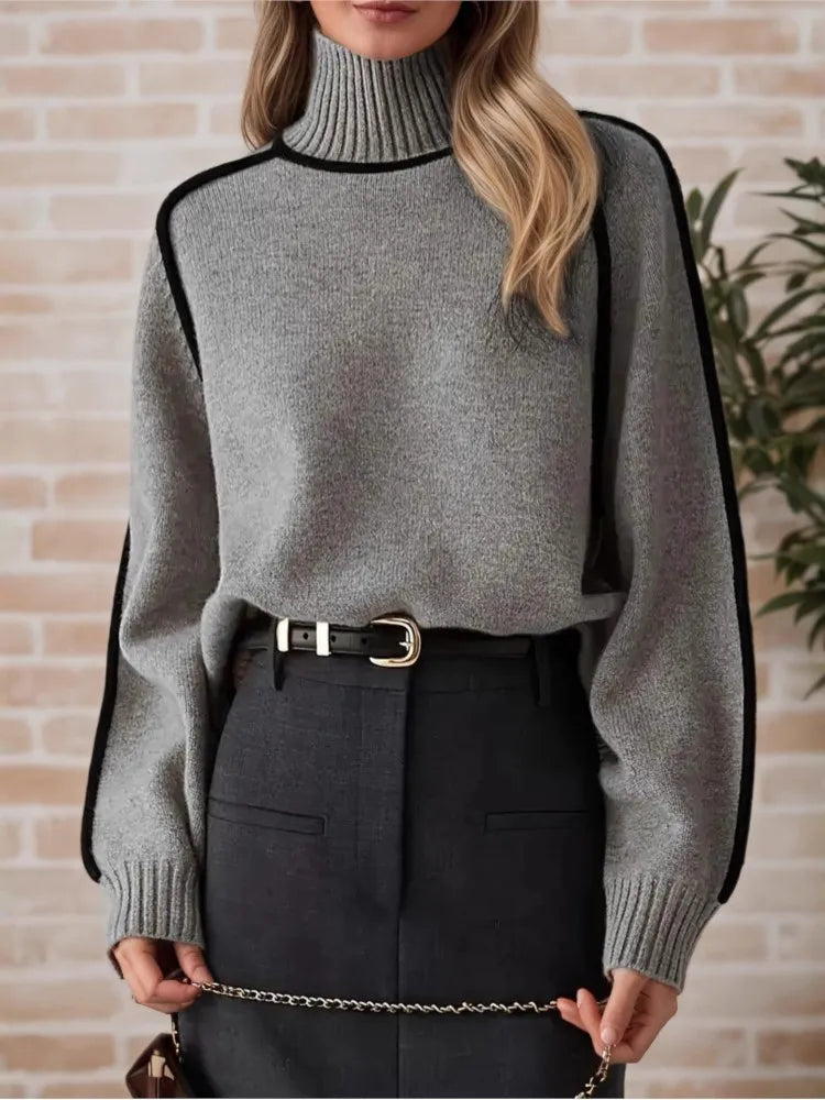 Women's Textured High-Neck Knit Sweater — original product gallery image 3