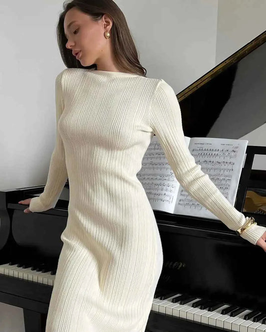 Women's Short-Sleeve Round-Neck Knit Dress