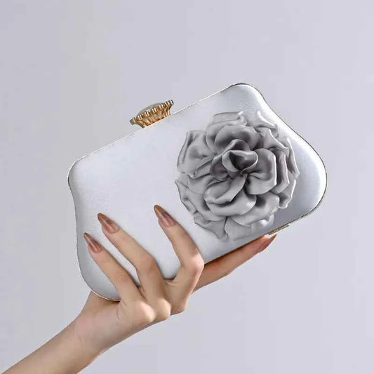 Women's 3D Flower Satin Evening Clutch