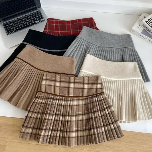 Women's Plaid Wool-Blend Pleated Mini Skirt