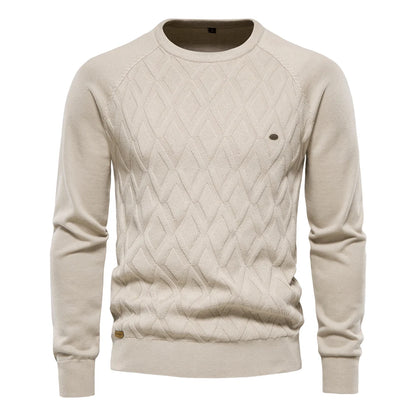 Men's Diamond-Textured Crew Neck Sweater — main product view