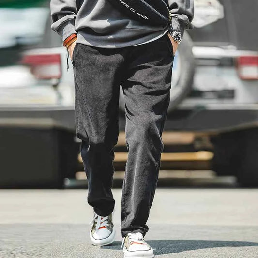 Men's Relaxed Elastic-Waist Corduroy Pants