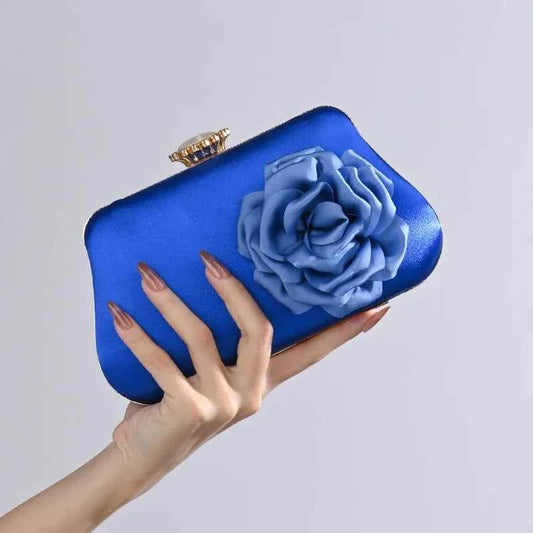 Women's 3D Flower Satin Evening Clutch