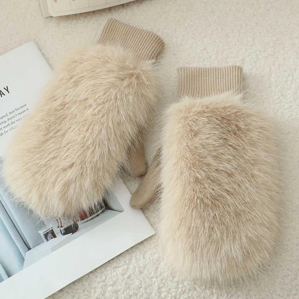 Women's Plush Fur-Look Winter Mittens — original product gallery image 11