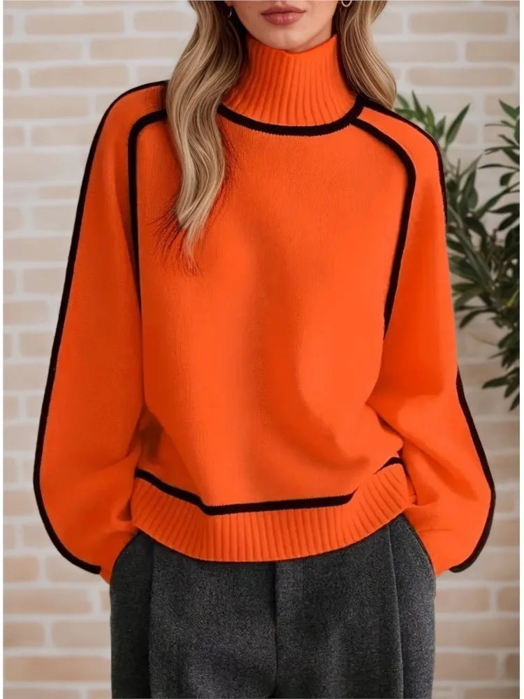 Women's Textured High-Neck Knit Sweater — original product gallery image 4