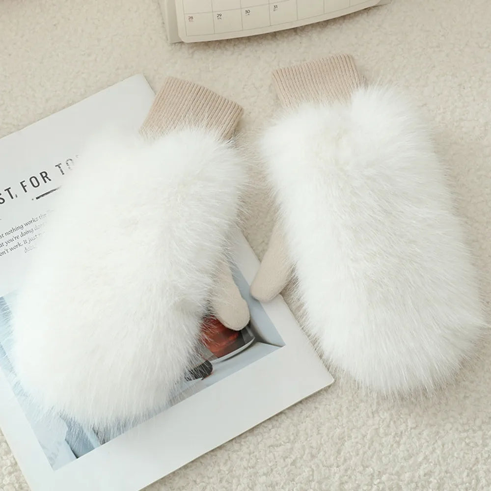 Women's Plush Fur-Look Winter Mittens — original product gallery image 8