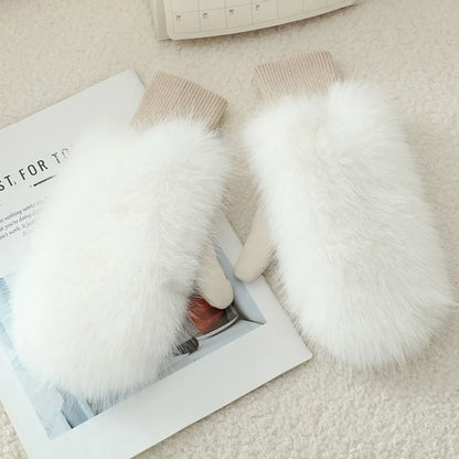Women's Plush Fur-Look Winter Mittens — original product gallery image 8