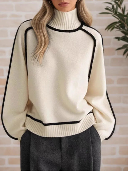 Women's Textured High-Neck Knit Sweater — original product gallery image 2