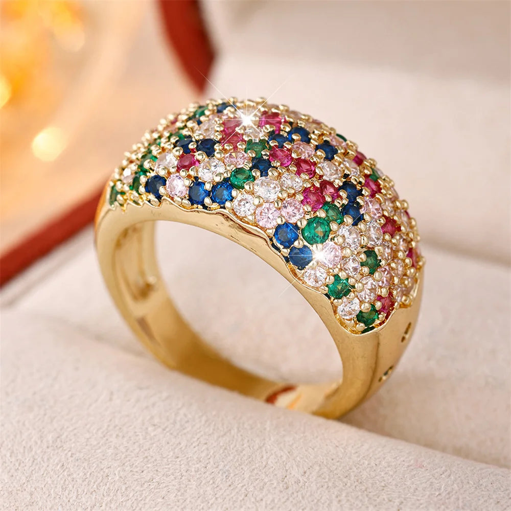 Women's Rainbow Stone Gold-Tone Ring — product view 6