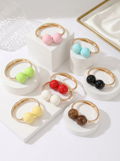 Women's Double-Bead Open Cuff Bracelet — product view 5
