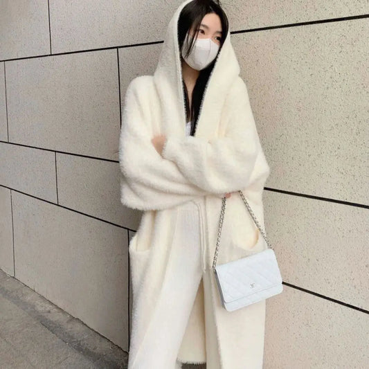 Women's Long Hooded Knit Cardigan
