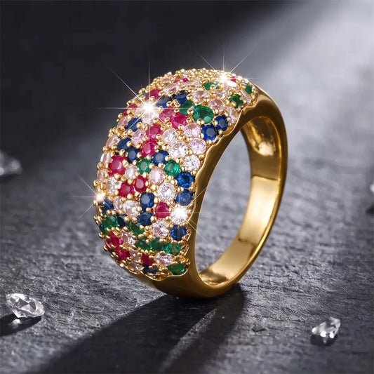 Women's Rainbow Stone Gold-Tone Ring — product view 1