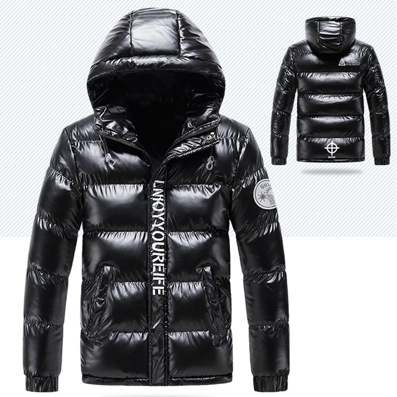 Hooded Padded Winter Jacket — Black & White — original product gallery image 1