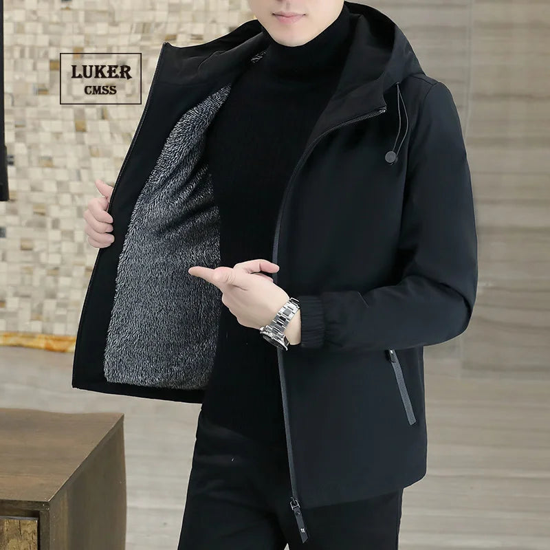 Men's Hooded Fleece Windbreaker Jacket