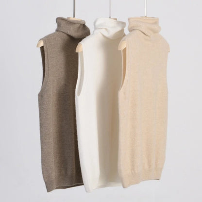 Women's Ribbed Sleeveless Turtleneck Vest — main product view