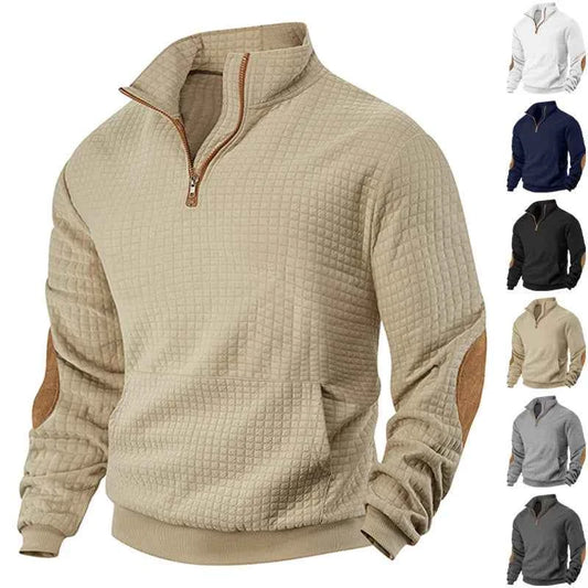Men's Plaid Zip Knit Cardigan
