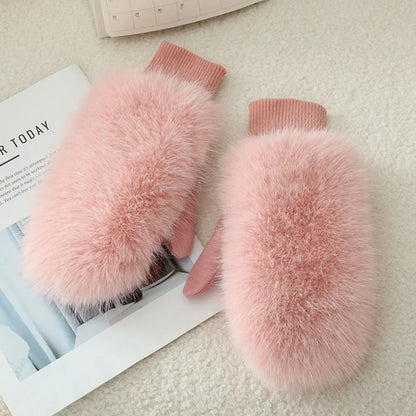 Women's Plush Fur-Look Winter Mittens — original product gallery image 10