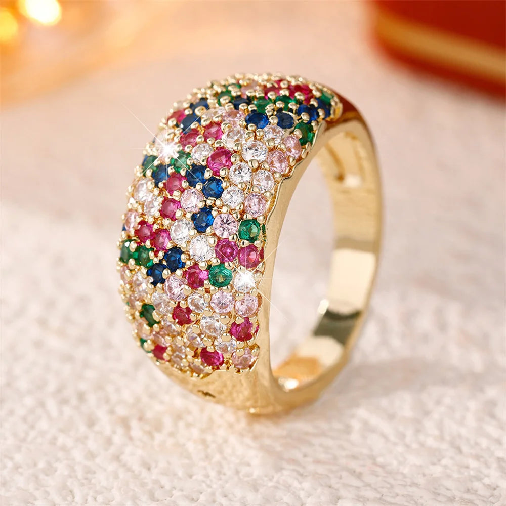 Women's Rainbow Stone Gold-Tone Ring — product view 3