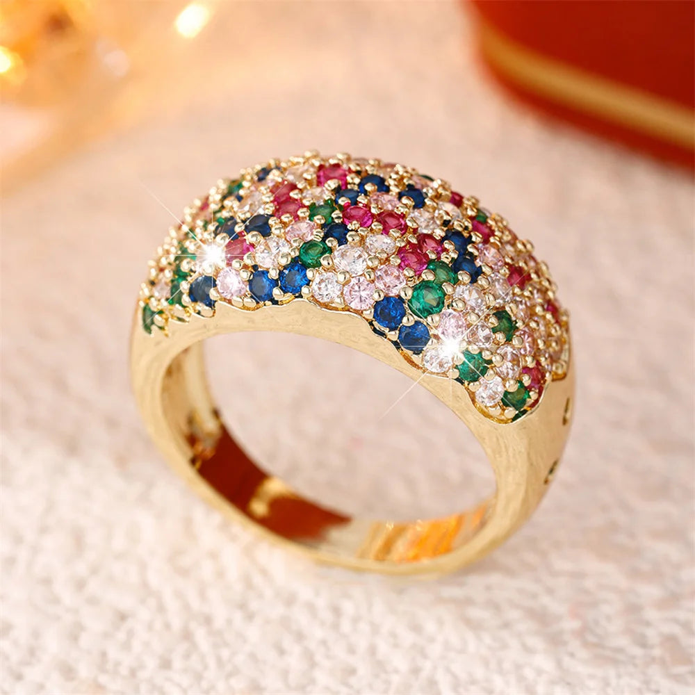 Women's Rainbow Stone Gold-Tone Ring — product view 4
