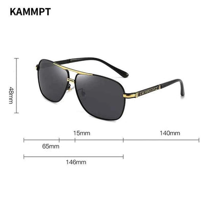 KAMMPT Oversized Vintage Sunglasses Men Women Fashion Polarized Photochromic Shades Eyewear Double Bridge Driving Sun Glasses