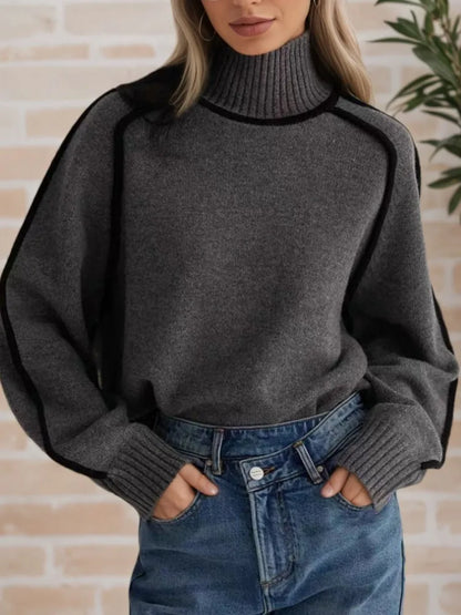 Women's Textured High-Neck Knit Sweater — original product gallery image 7