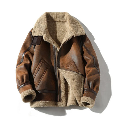 Men's Faux-Leather Motorcycle-Style Winter Jacket