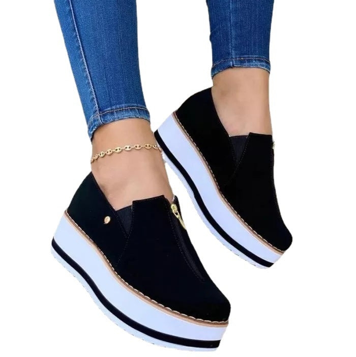 Mocasines de plataforma sin cordones con cremallera para mujer