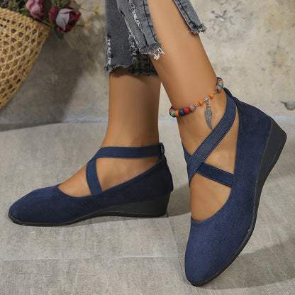 Zapatos deportivos casuales con cuña y punta para mujer