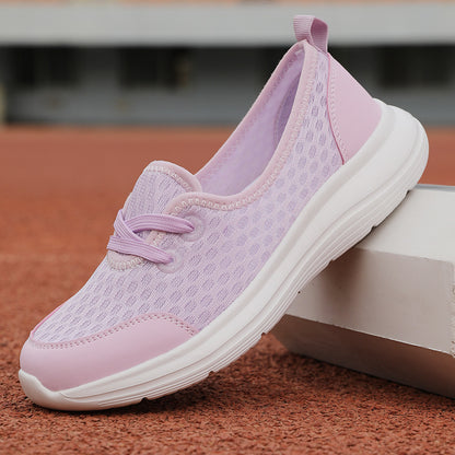 Zapatillas Deportivas de Malla con Cordones para Mujer, Calzado Plano Cómodo y Liso