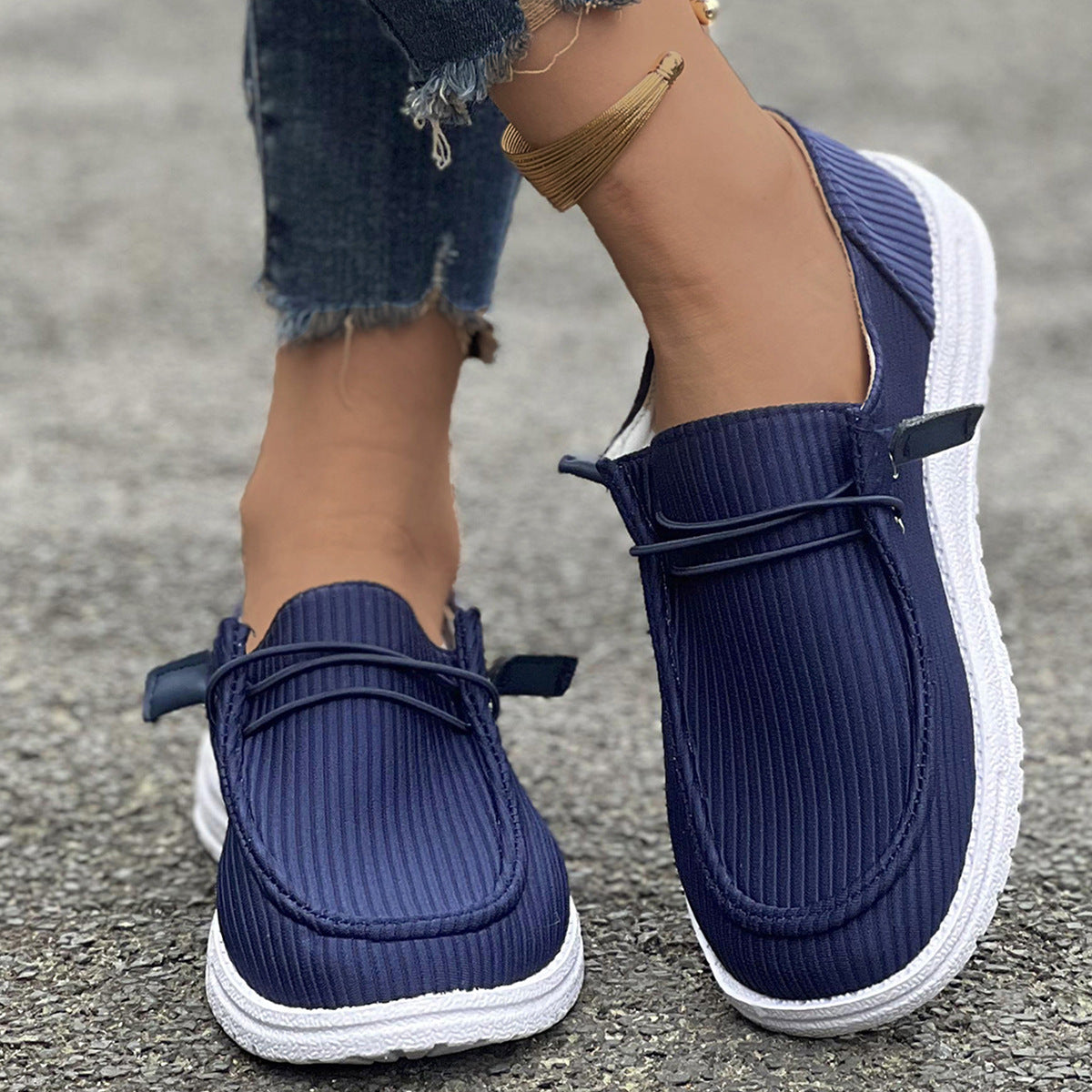 Zapatillas planas sin cordones informales para mujer, mocasines de color liso, zapatos perezosos