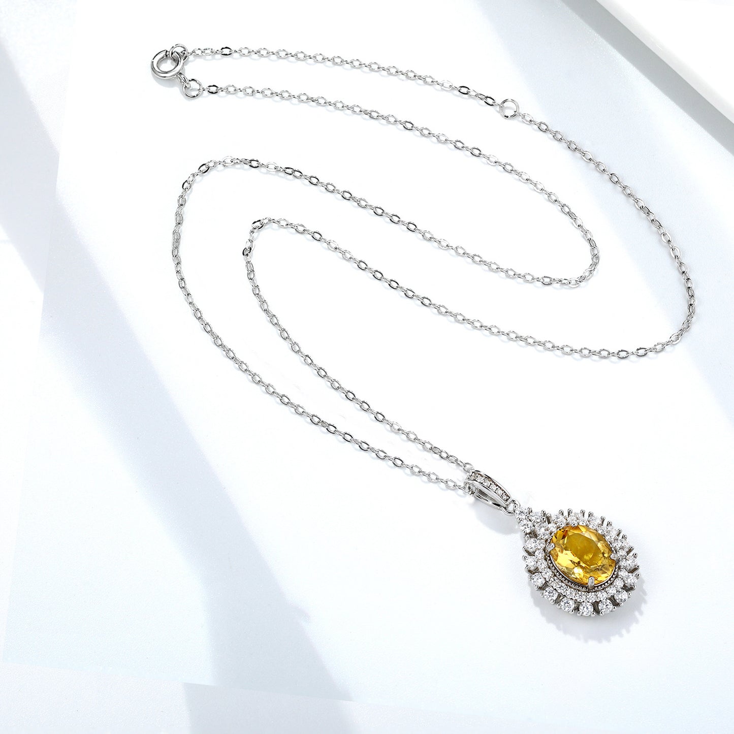 Collar de topacio con forma de Dan natural, femenino, versátil, de plata S925, conjunto completo, colgante de lujo ligero