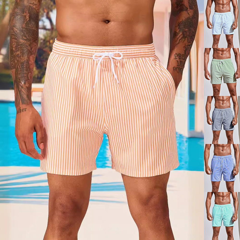 Pantalones cortos de hombre con estampado de rayas 3D, informales de verano, ligeros, para playa