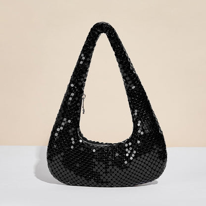 Bolso de mano dorado metálico a la moda - Elegante bolso de noche de axila para mujer para fiestas, bailes de graduación y ocasiones especiales