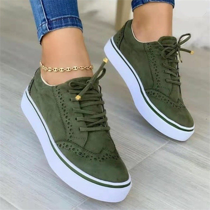 Zapatos individuales grandes de mujer, cómodos, casuales, de punta redonda, con cordones, para mujer