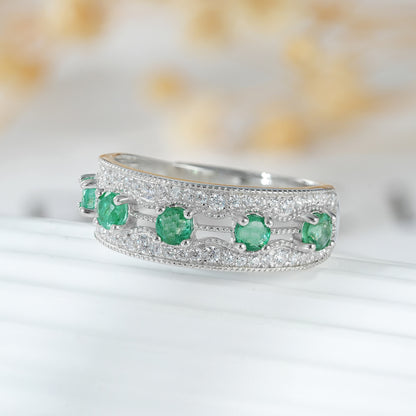 Light And Extravagant Style, Small Design Sense, Emerald Row Ring - Silvana & Osmany CanXport Fashion Finds