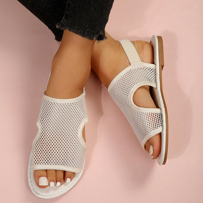 Nuevas sandalias de malla de verano, zapatos planos transpirables informales para mujer, zapatos de playa para hombre