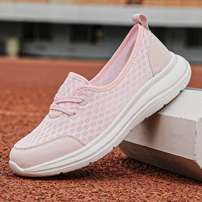 Zapatillas Deportivas de Malla con Cordones para Mujer, Calzado Plano Cómodo y Liso