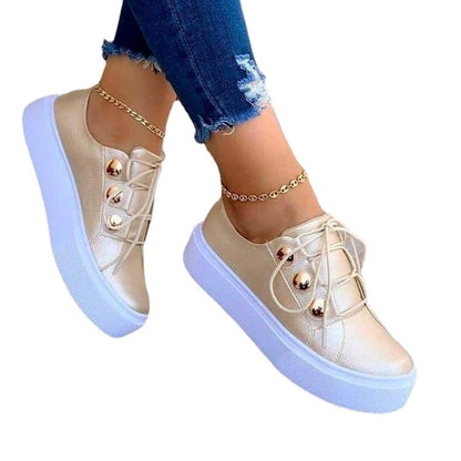 Zapatillas planas con cordones para mujer, zapatos casuales con remaches