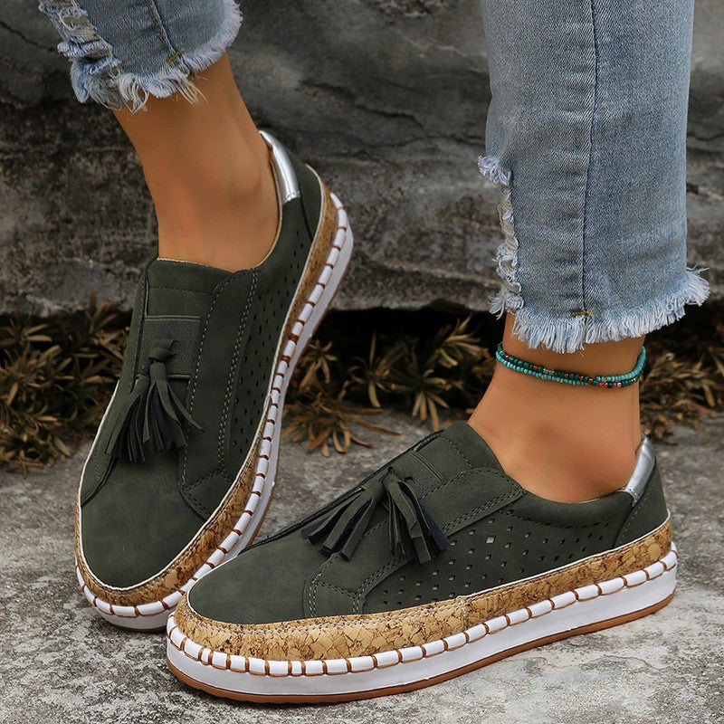 Mocasines Planos de Mujer con Borlas Zapatos Cómodos Casuales