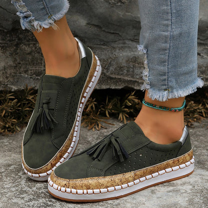 Mocasines Planos de Mujer con Borlas Zapatos Cómodos Casuales