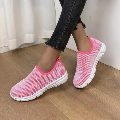 Zapatillas deportivas de color caramelo para mujer, calzado plano para caminar y correr en verano