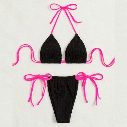 Halter Lace-up Split Swimsuit For Women
