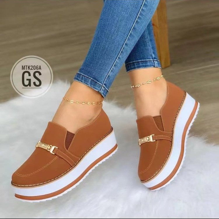 Zapatillas planas sin cordones con plataforma para mujer