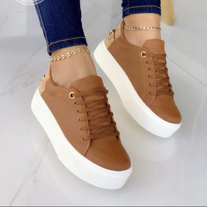 Zapatillas Planas Con Cordones De Cadena Para Mujer Zapatos Deportivos Casuales