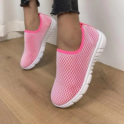 Zapatillas deportivas de color caramelo para mujer, calzado plano para caminar y correr en verano